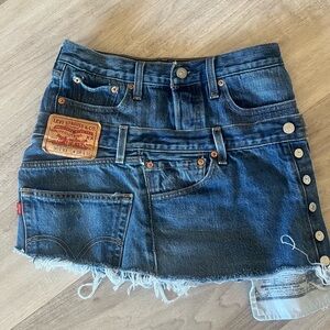 Levi's Dark Blue Denim Mini Skirt with Button Side Detail